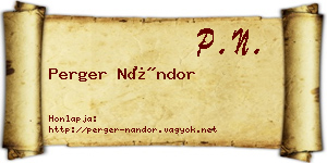 Perger Nándor névjegykártya
